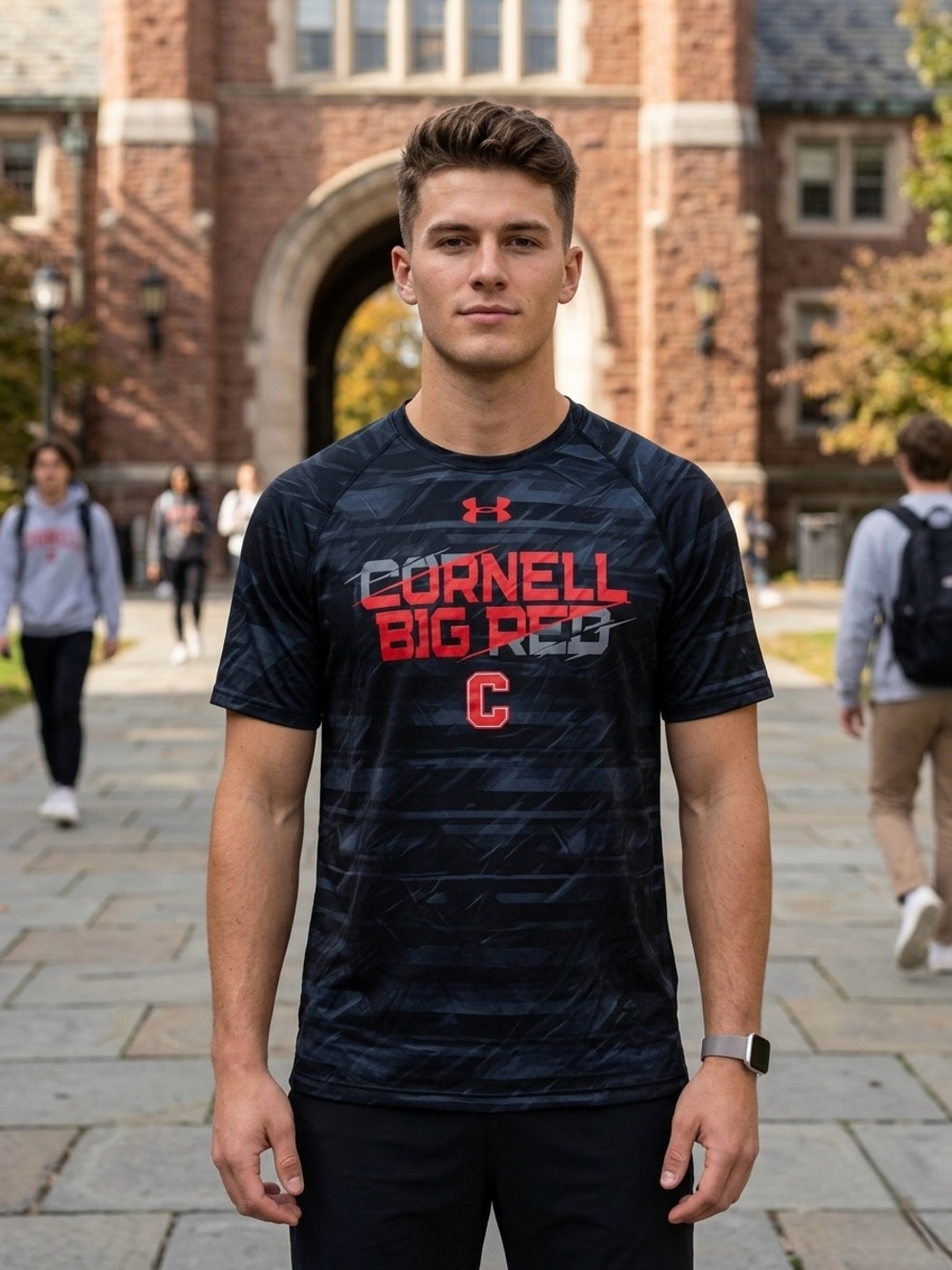 Men's Under Armour Cornell Big Red Performance T-Shirt Size M Camo Grey
